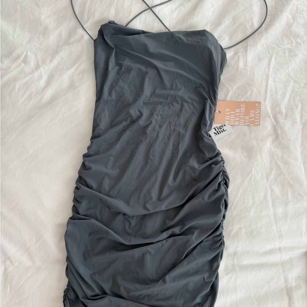Gray Ruched Dress by Tiger Mist